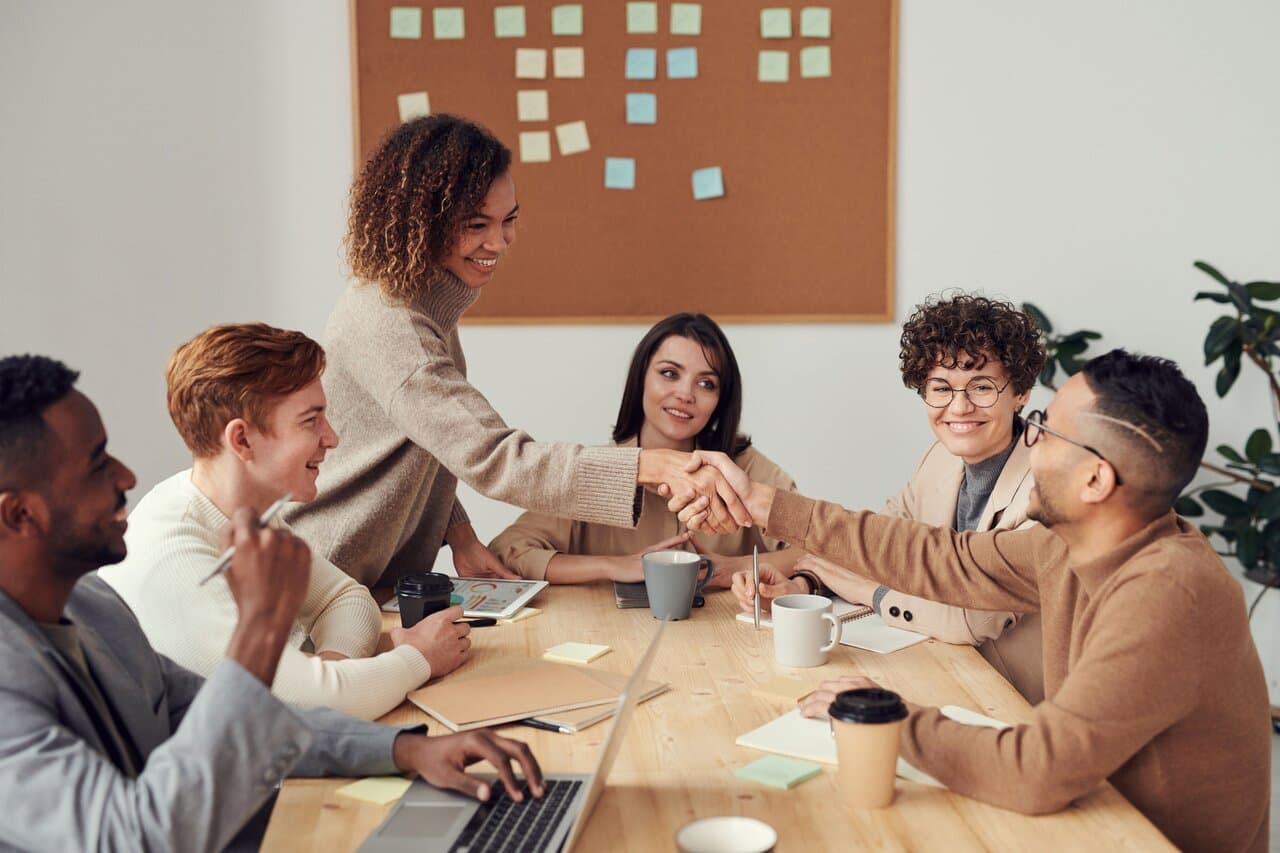Product team collaborating in a meeting room